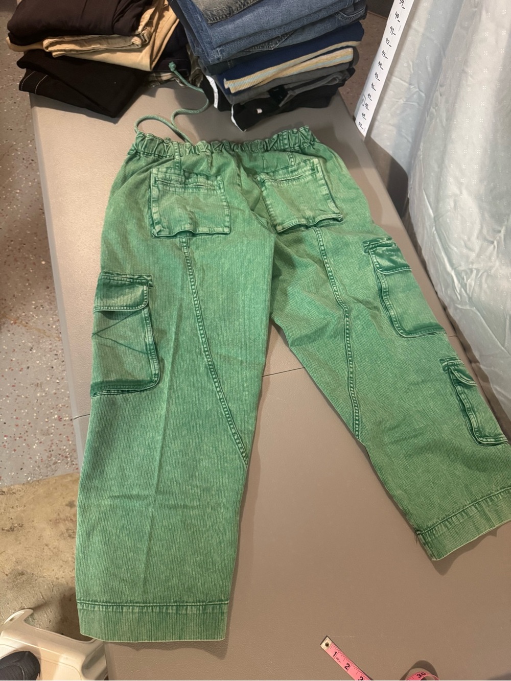 Free People Teal Green Elastic Waist Pull-On Pants - Picture 2 of 4